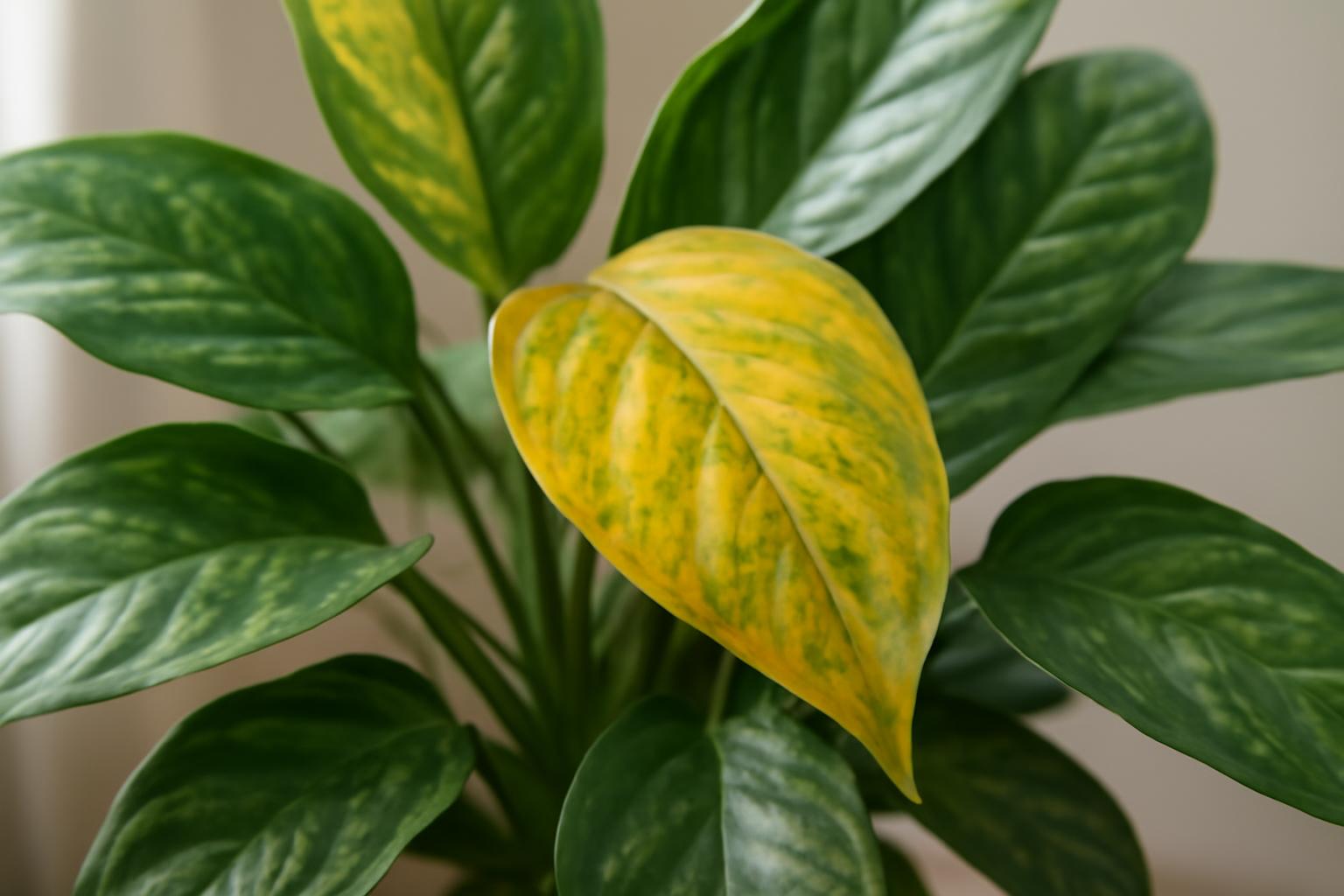 Aglaonema levelek sárgulása: leggyakoribb okok