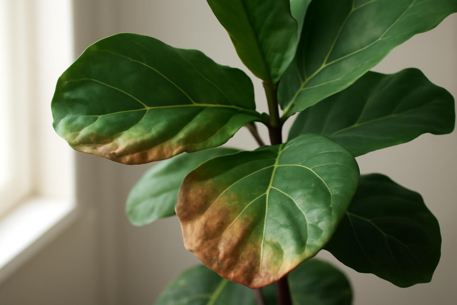 Ficus lyrata levelek barnulása: mit jelez a növény állapota