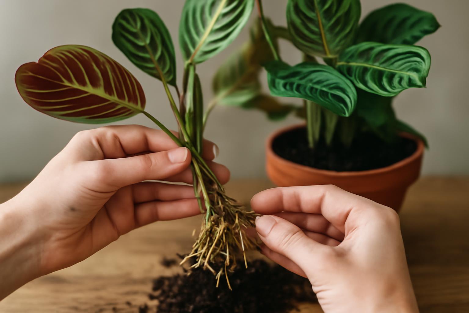 Maranta szaporítása tőosztással: lépésről lépésre