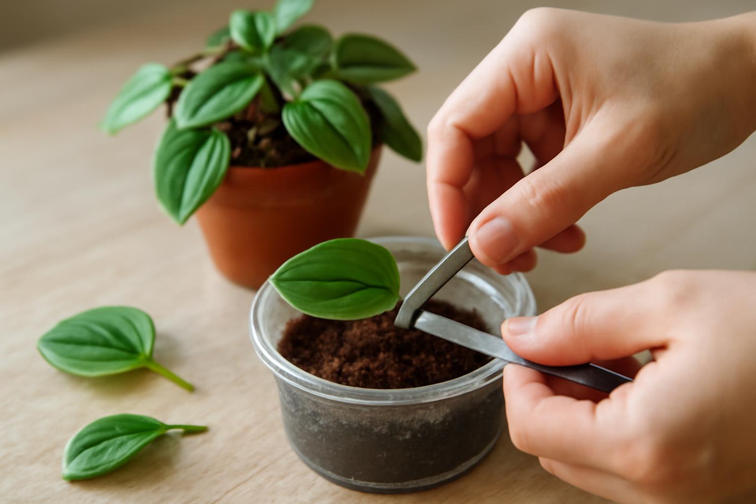 Peperomia szaporítása: levéldugványozás lépésről lépésre