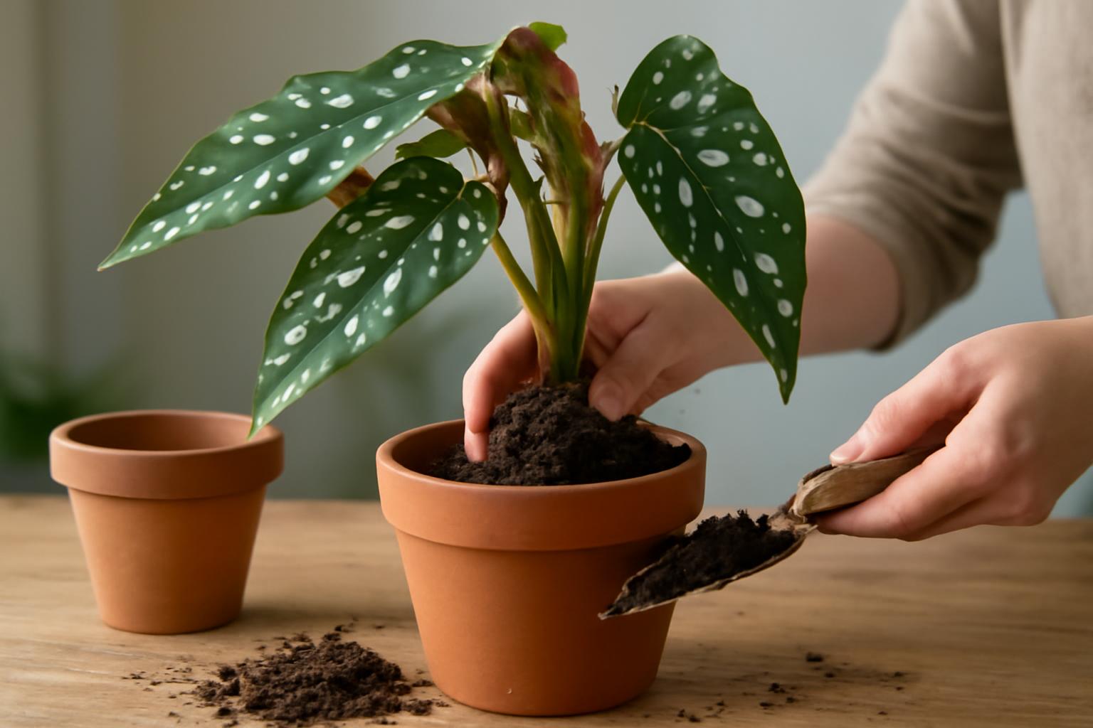 Begonia maculata átültetése: mikor szükséges új cserép
