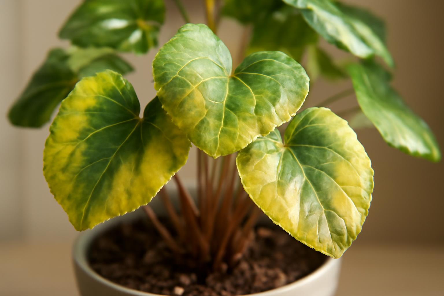 Ciklámen levelek sárgulása: nyugalmi időszak jele