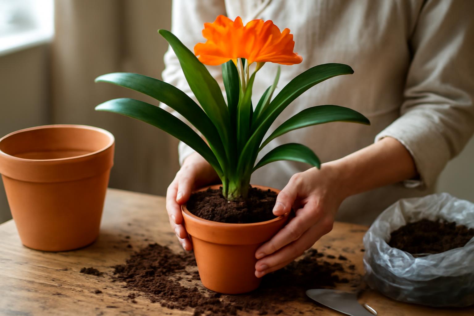 Clivia átültetése: mikor szükséges új cserép