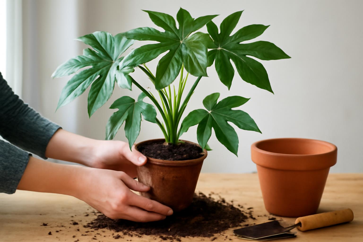 Fatsia átültetése: mikor szükséges nagyobb cserép