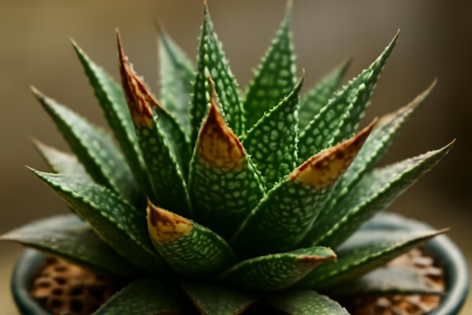 Haworthia levelek barnulása: napégés felismerése