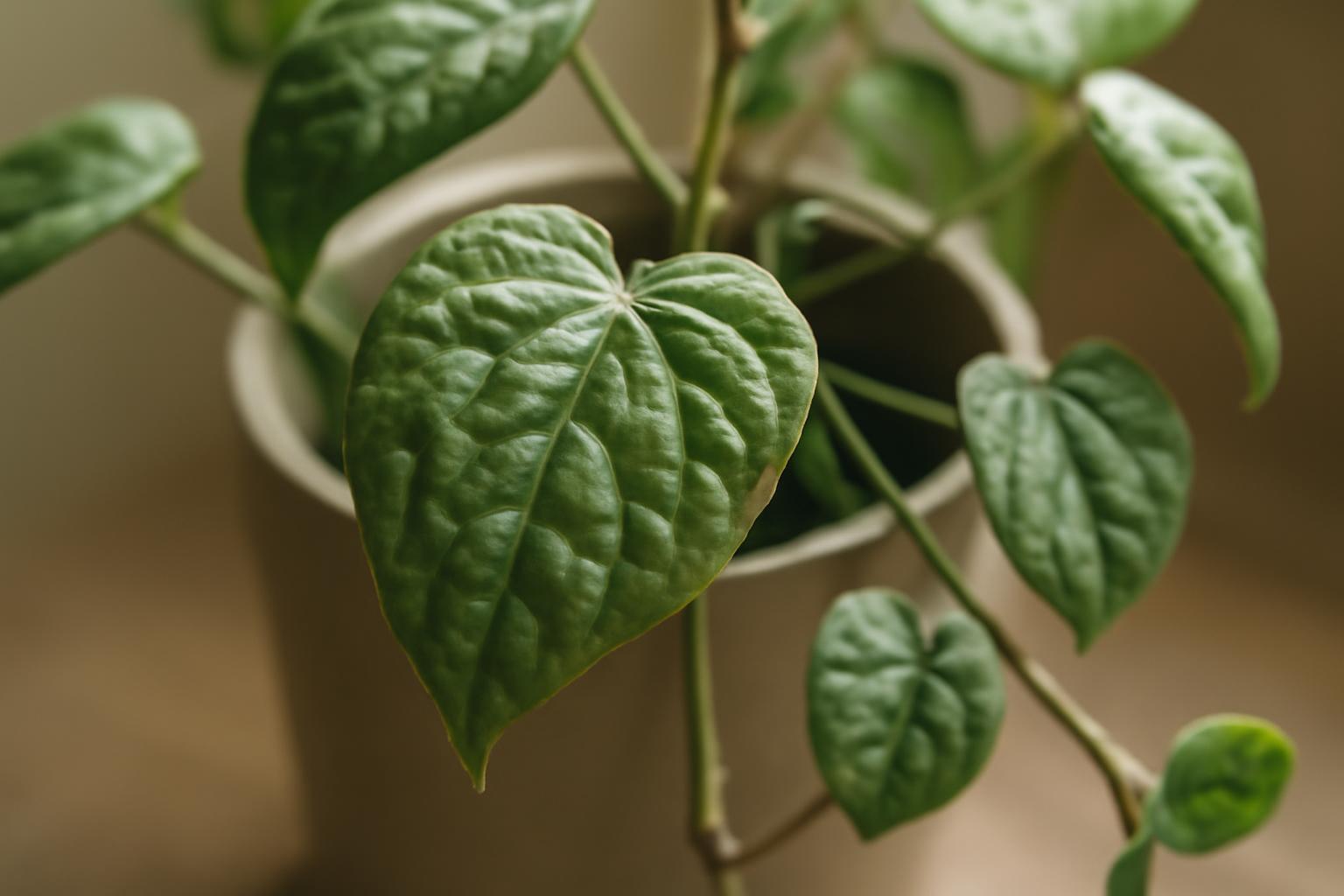 Ceropegia levelek ráncosodása: vízhiány jelei