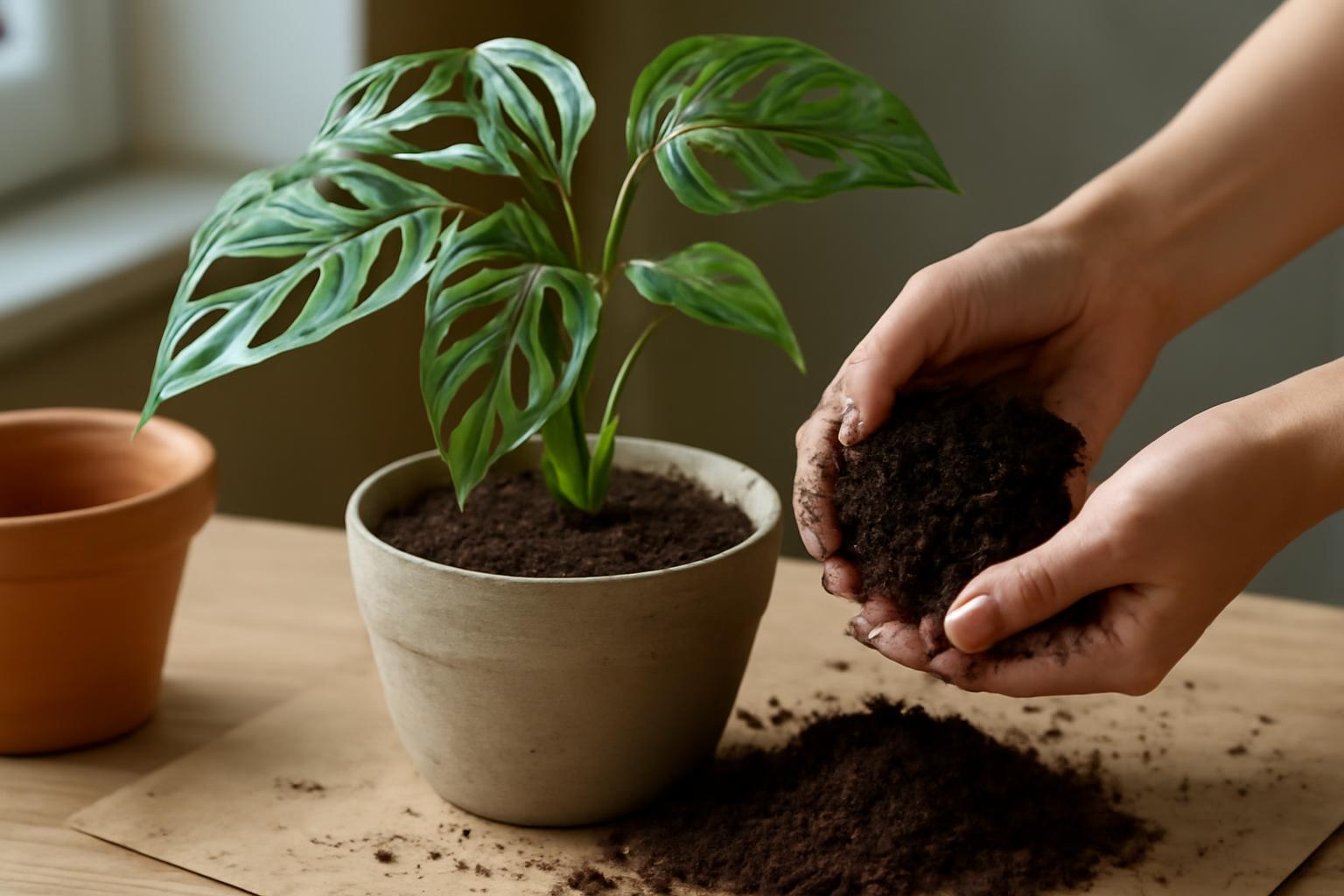 Monstera adansonii átültetése: mikor szükséges friss föld