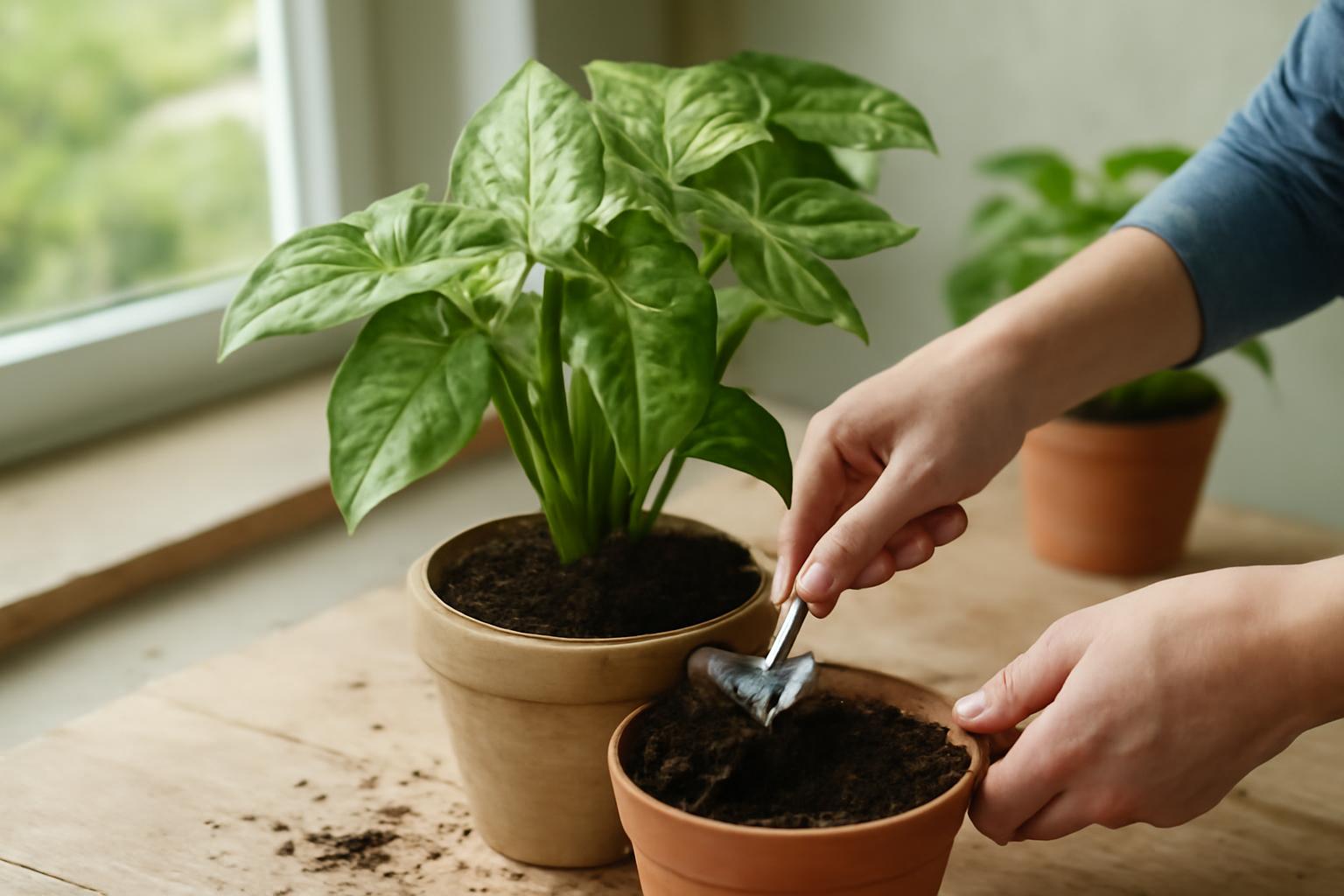 Syngonium átültetése: mikor szükséges új cserép