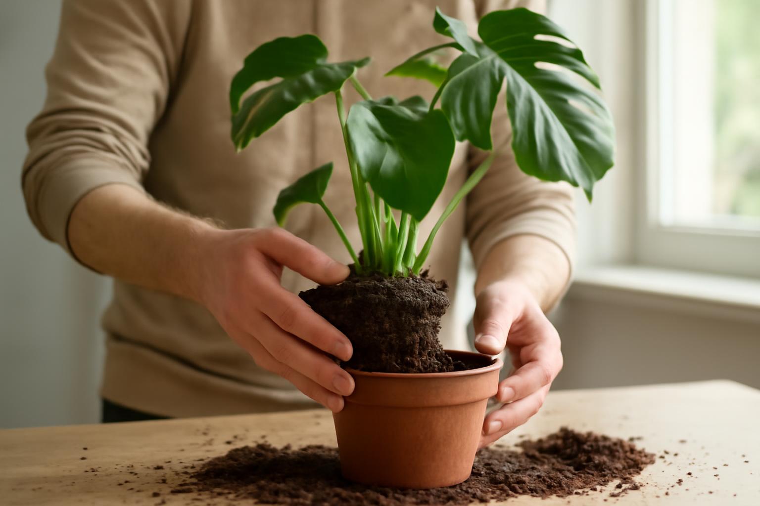 Kipróbáltuk a monstera átültetését túl kicsi cserépből