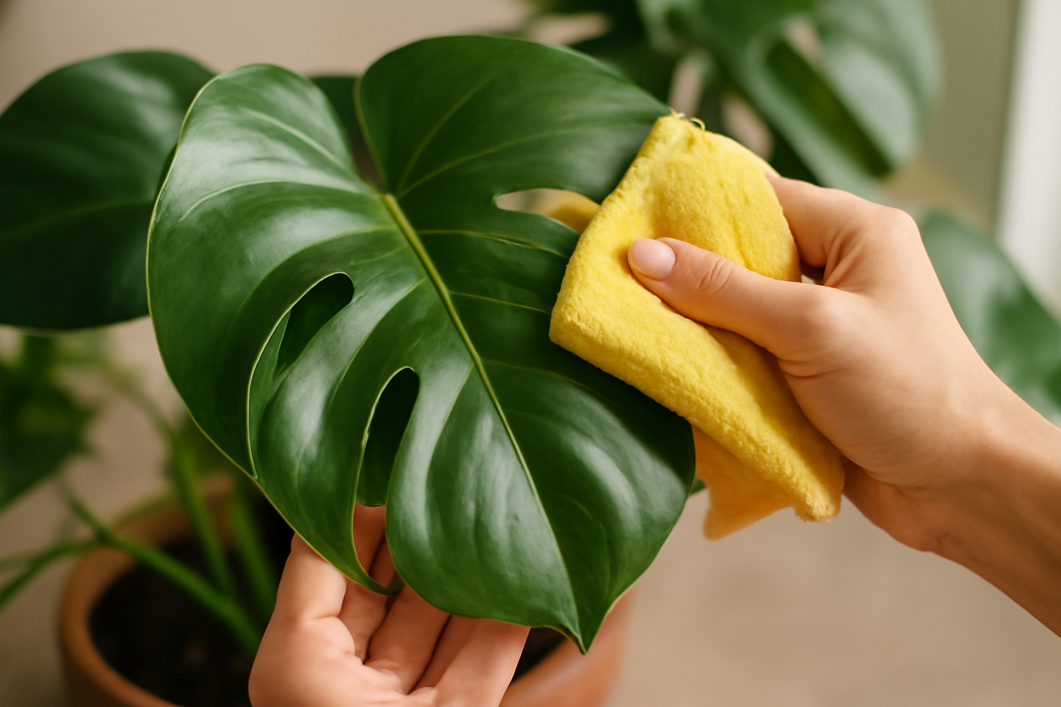 Leteszteltük a monstera leveleinek fényesítését házilag